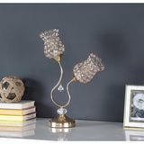 18.75 Inch Rose Gold 2 Flower Horn Ornate Metal Table Lamp