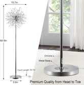 Bedroom Crystal Floor Lamp,,69 Inch High Pole Lamp,Modern Room Decorative Floor Lamp,Includes 32 Fireworks Crystal Suspenders, Chrome Finish Unavailable Platforms- Welfel
