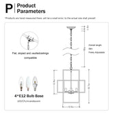 4-Light Metal Lantern Tiered Pendant Hanging Light Fixtures, Industrial Farmhouse Adjustable Height Chandeliers For Dining Room Hallway Foyer Entryway--Matte Black & Gold