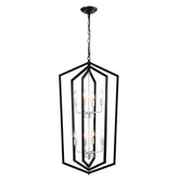 8-Light Farmhouse Kitchen Chandeliers, Matte Black And Sliver Vintage Rustic Cage Light Fixture Adjustable Height Chandeliers For Dining Room Hallway Foyer Entryway E12 Bulbs Not Included