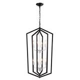 8-Light Farmhouse Kitchen Chandeliers, Matte Black And Sliver Vintage Rustic Cage Light Fixture Adjustable Height Chandeliers For Dining Room Hallway Foyer Entryway E12 Bulbs Not Included