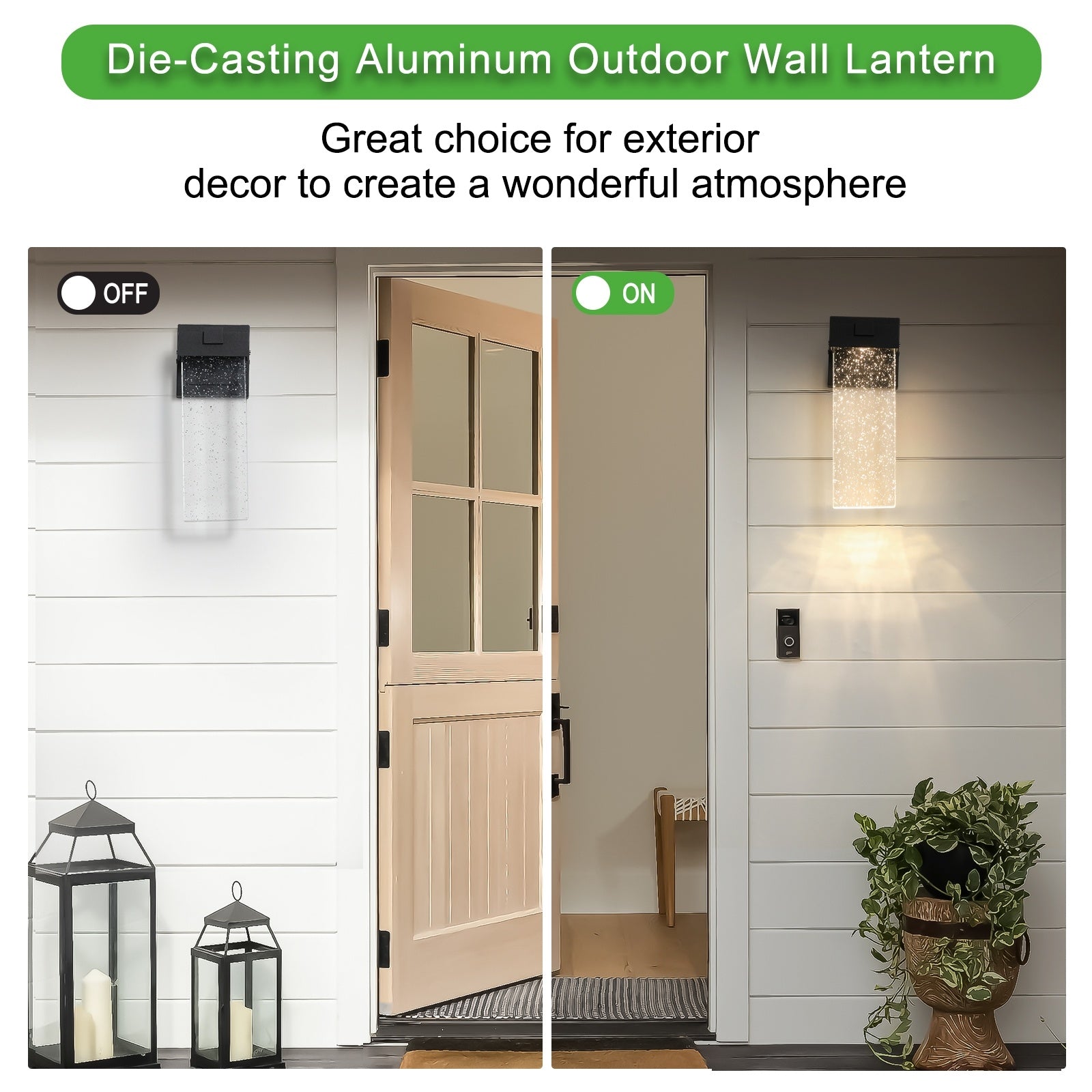 Outdoor Waterproof Transparent LED Crystal Wall Lamp  2 Packs With Light Sense