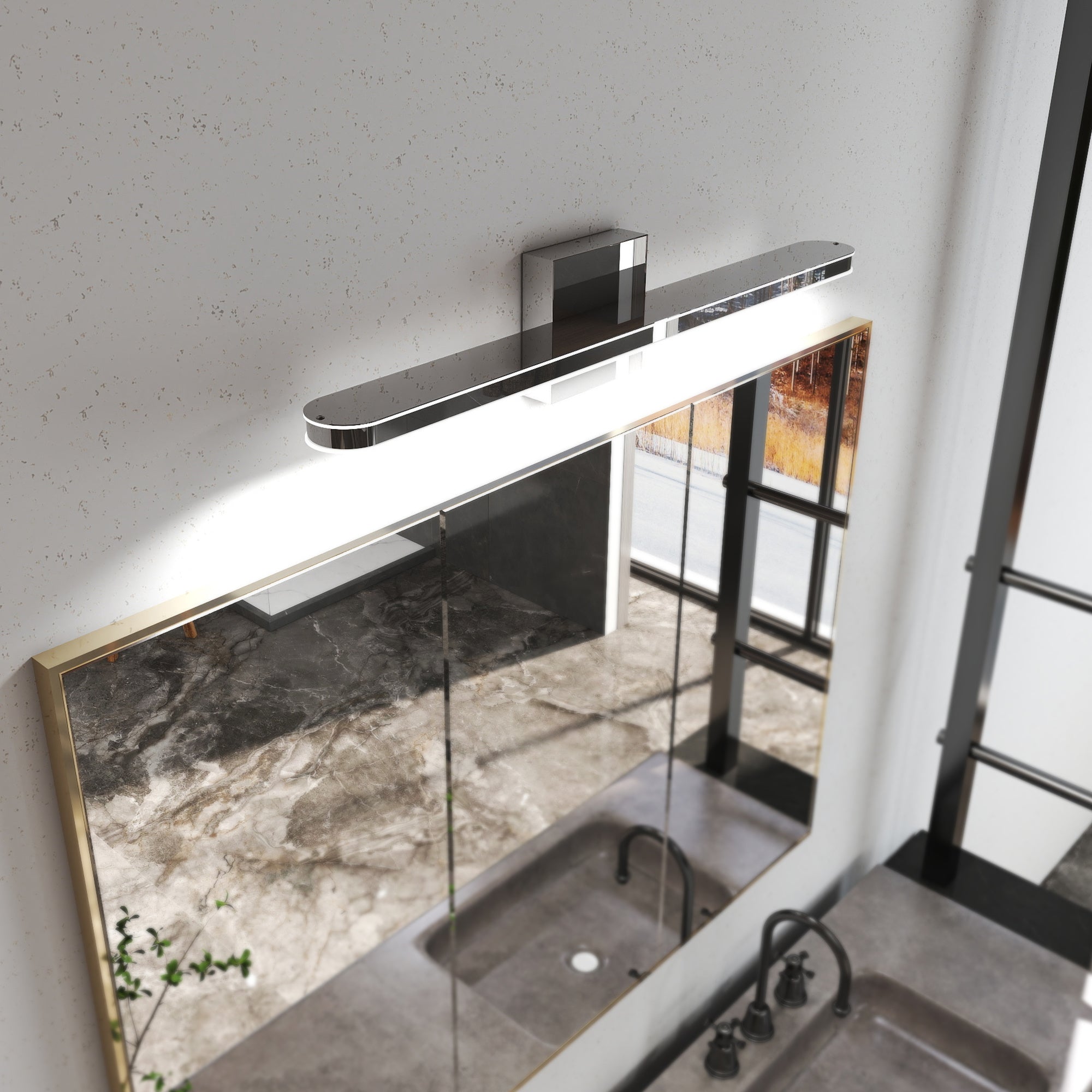 Modern Bathroom Light Fixtures Dimmable LED Vanity Lights Chrome Lamps For Bathover Mirror 24 Inch Vanity Sconces Indoor 12W Bar Lighting For Bathrooms Restroom Bedroom 6000K Wall Light For Bathroom