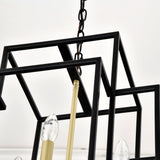 8-Light Metal Lantern Tiered Pendant Hanging Light Fixtures, Industrial Farmhouse Adjustable Height Chandeliers For Dining Room Hallway Foyer Entryway--Matte Black & Gold E12 Bulbs Not Included