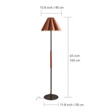 Floor lamp with dimensions indicated on a white background