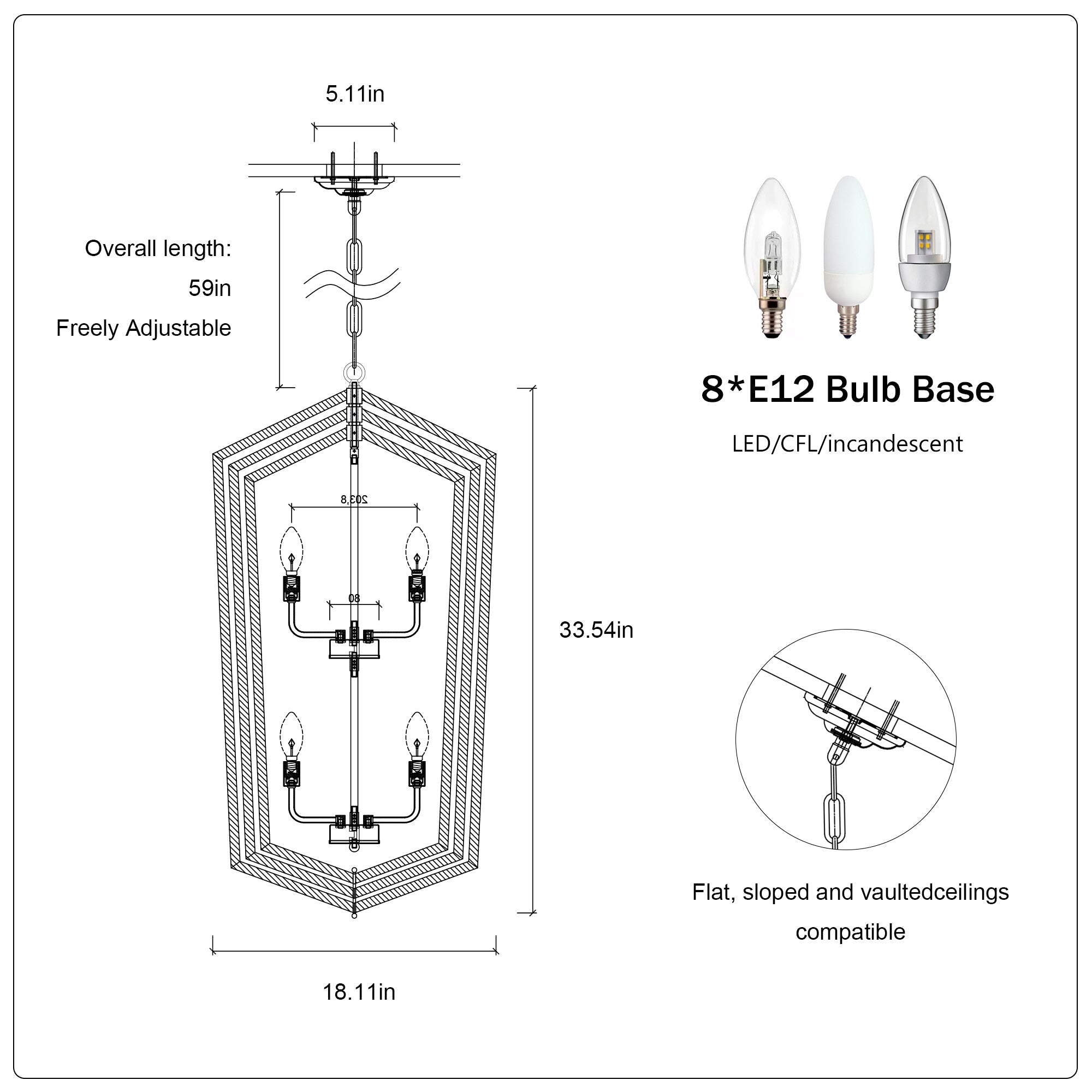 8-Light Farmhouse Kitchen Chandeliers, Matte Black And Sliver Vintage Rustic Cage Light Fixture Adjustable Height Chandeliers For Dining Room Hallway Foyer Entryway E12 Bulbs Not Included