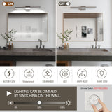 Modern Bathroom Light Fixtures Dimmable LED Vanity Lights Chrome Lamps For Bathover Mirror 24 Inch Vanity Sconces Indoor 12W Bar Lighting For Bathrooms Restroom Bedroom 6000K Wall Light For Bathroom